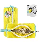 Shoe Washing Machine Bag Reusable Sneaker Washing Bag with Built-in Fluffy Brushes for 360° All-A...