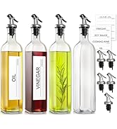 gmisun Olive Oil Dispenser for Kitchen, 4 Pack 17 fl oz Glass Oil Dispensers Bottle, Cooking Soy ...