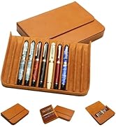 MIVLXLX Leather 12 Fountain Pen/Pencil Tray Case Organizer, Fashion Design, Handmade, Magnetic Cl...