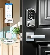 Veise VE06-L Smart Locks with 2 Lever Handle Set, App Control, Keyless Entry Deadbolt for Front D...