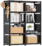 Mavivegue Bookshelf,8 Cube Storage Organizer,Book Shelf Organizer,Tall Bookcase Shelf,Black Cube ...