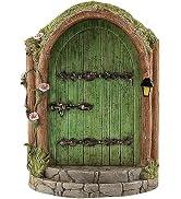 JJLFresheners Green Fairy Door Wooden Miniature Doors Outdoor Mini Fairy Gnome House Accessories ...