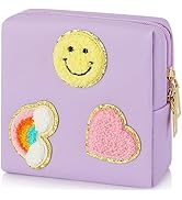 Preppy Patch Period Bag for Teen Aged Girls, Sanitary Napkin Storage Bag, Functional PU Leather S...