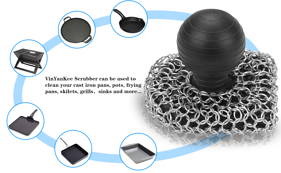 lodge chainmail scrubber, lodge scraper, cast iron scrubber,kitchen brushes for cleaning,steel wool