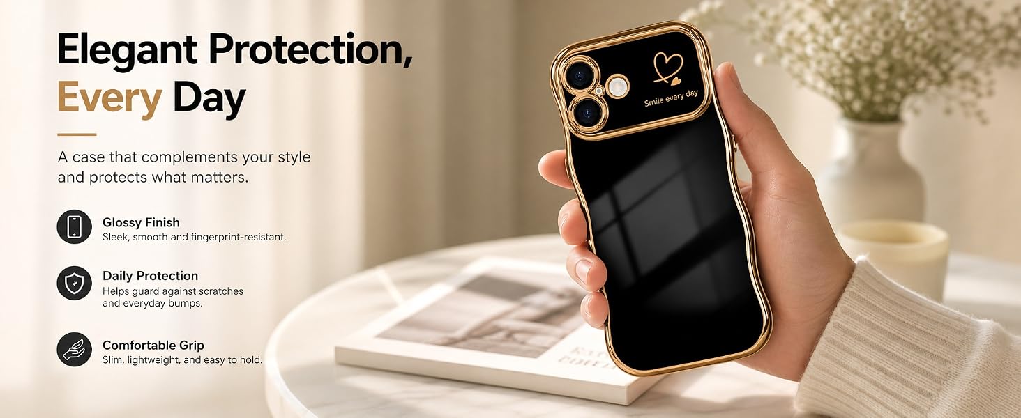 cute chic wave case for iphone 17 luxury plating