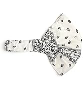 Wide and Stretchy Cotton Bandana Headwrap, Multiple Colors (White Paisley, Medium)
