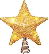 LAWOHO Christmas Tree Topper Star Ornaments Glittering Gold Glitter Metal Festival Gift Display L...