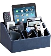 MEIBOOCH PU Leather Desk Organizer, Luxury Remote Control Holder for Home, Office Desk Accessorie...