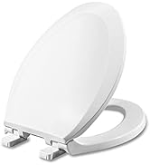 WSSROGY Elongated Toilet Seat with Lid, Quiet Close, Fits Standard Elongated or Oblong Toilets, S...