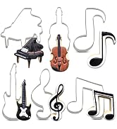 LILIAO Music Cookie Cutter Set - 6 Piece - Violin, Piano, Electric Guitar, Music Note, G Clef and...