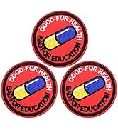 U-Sky Sew or Iron on Patches, 3pcs Pills Good for Health Bad for Education Iron Patches Letter fo...