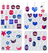 Actvty Earring Resin Mold with Holes, 4 Pieces Silicone Pendant Epoxy Molds, Jewelry Molds for Re...