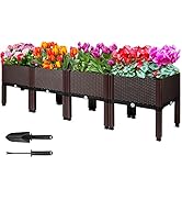 MAYOLIAH Raised Garden Bed with Drainage Elevated Planter Box Plastic Raised Beds for Gardening V...