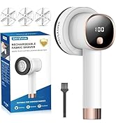 Smyeviva Rechargeable Fabric Shaver for Clothes: 6-Leaf Blades & 3 Speeds to Remove Pilling, Fuzz...