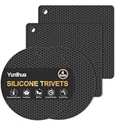 Yunlihua Silicone Trivet Mats, 4 Pack Hot Pads Pot Holders for Kitchen, Heat Resistant Non-Slip T...