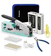 VCELINK RJ45 Crimp Tool Advanced Kit, All-In-One CAT7/6/5 Crimper, Green | Cable Tester, Wire Str...