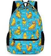 KOYI Cute Banana Backpack for Kids, Tropical Summer Beach Cartoon School Bag with Reflective Stri...