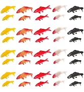 ZENFUN 50 Packs Mini Koi Fish, Cute Miniature Fish Fake, Plastic Small Koifish, Tiny Fish Model B...