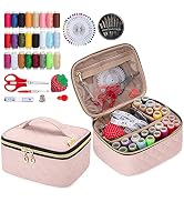 LoDrid Sewing Kit, Portable Flannel Bag with Complete Sewing Supplies for Travel & Home, Sewing R...