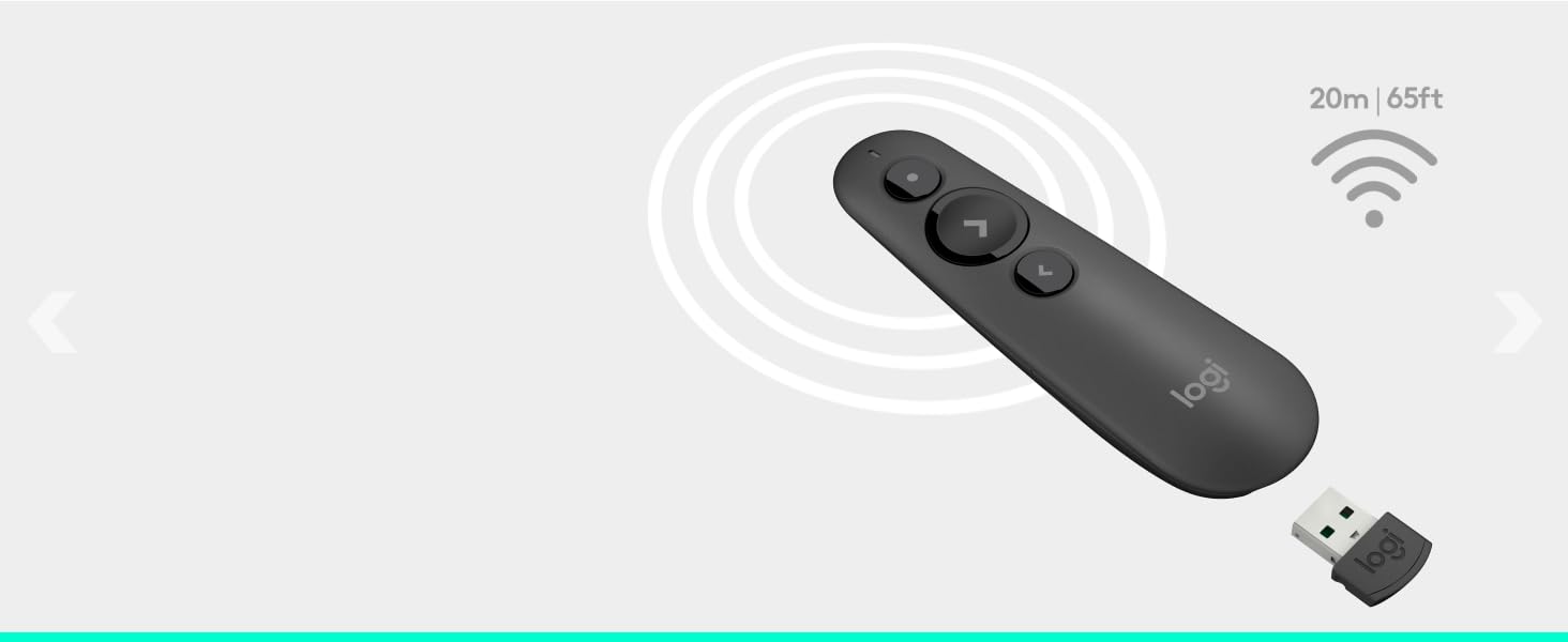 R500s Laser Presentation Remote, Bluetooth, USB-A Receiver, Presentation Clicker with Laser Pointer