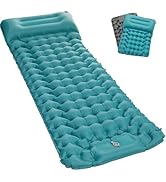 Inflating Sleeping Pad Mattress for Camping: Inflatable Camping Bed with Built-in Foot Pump for T...