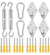40Pcs Shade Sail Fixing Kit, Sun Shade Hardware Kit 6 inch for Triangle Rectangle Sun Shade Sail ...