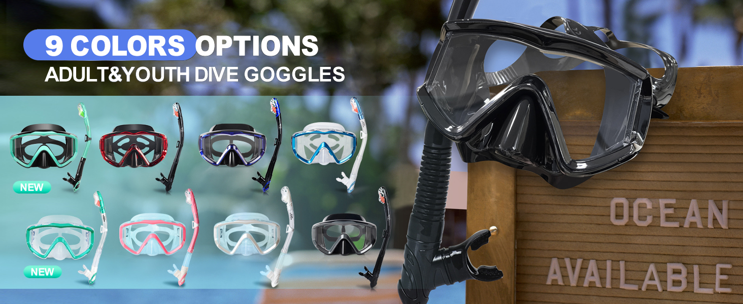 Snorkel Set,Snorkel Dry Top Snorkeling Gear for Adults, Panoramic Adults Snorkeling Set