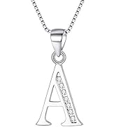 BriLove Gifts for Mom Women 925 Sterling Silver Cubic Zirconia 26 Initial Letter Alphabet Pendant...