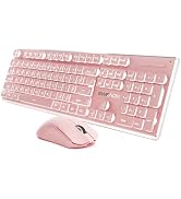 Wireless Keyboard and Mouse Combo with White Backlit Pudding Keycaps, Bluetooth & 2.4G, 2000mAh R...