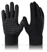 Achiou Winter Gloves for Men Women, Thicken Touch Screen Gloves, Dual-Layer Knit Lining Warm Glov...