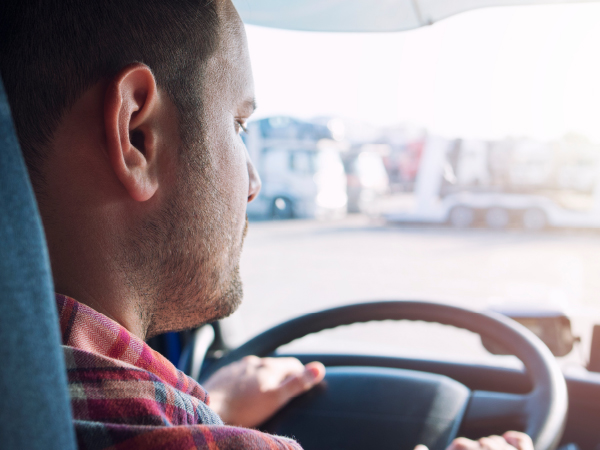 man driving truck