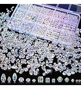 Laopottbeads 1500 Pcs Crystal Glass Beads for Jewelry Making – 12 Styles Bicone, Rondelle, Cube, ...
