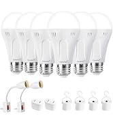 Ostwiki 6 Pack Rechargeable Light Bulbs,Battery Operated Backup Light Bulb for Lamps E26 9W 6500K...