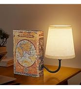 FUNTAPHANTA Vintage Bookshelf Lamp Rechargeable, Cordless Book Lamp with Linen Shade, Dimmable To...
