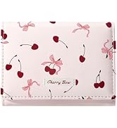 Sunwel Fashion Girls Cute Cherry Print Coquette Bow Wallet Small Wallet Card Holder ID Window for...