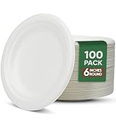 TaidMiao Dessert Plates, 100 Pack Small Paper Plates, Paper Plates 6 Inch – 100% Compostable Plat...