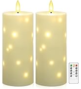 kakoya 10" x 4" Large Outdoor Waterproof Flickering Flameless Candles with Timer,2Pcs Battery Ope...