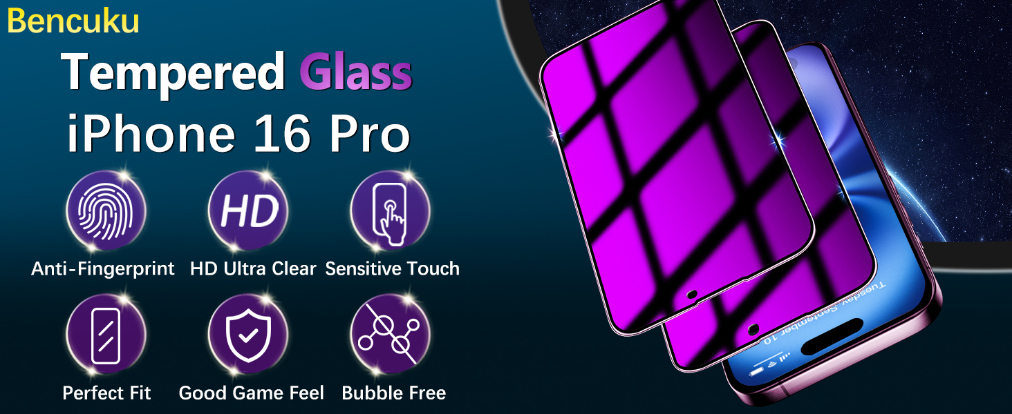 purple iphone 16 pro privacy screen protector