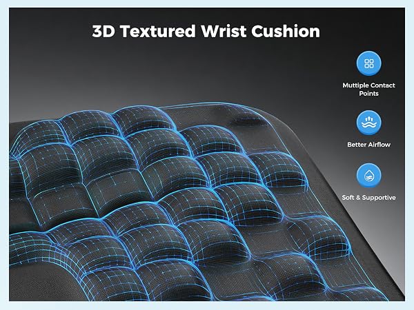 mouse pad with textured wrist cushion