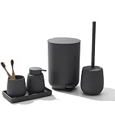 GAHEFY Grey Bathroom Accessories Set with Small Trash Can 3 Liter/0.8 Gallon,Toothbrush Holder,So...