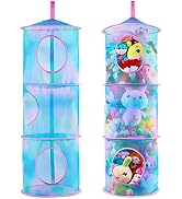 Basumee Stuffed Animal Net or Hammock 2Pcs Hanging Stuffed Animal Storage 3 Compartments Toy Net ...