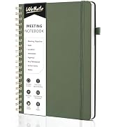 WEMATE Meeting Notebook for Work B5 (7"x10") - PU Leather Work Notebook with Agenda, Action Items...