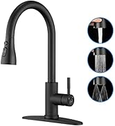 Matte Black Kitchen Faucet with Pull Down Sprayer - High Arc Stainless Steel Kitchen Sink Faucet,...