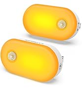 Lyridz Amber Motion Sensor Mini LED Night Light Plug into Wall 1800K Amber Light with Adjustable ...