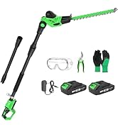 SOYUS Pole Hedge Trimmer Cordless, 18-inch Electric Hedge Trimmer with Extension Pole, 16-Foot Ma...