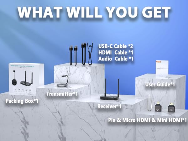mpiolife hdmi wireless transmitter and receiver 4k, wireless hdmi transmitter