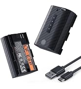 K&F CONCEPT LP-E6P Battery 2-Pack 2520mAh USB-C Battery with LED Indicator | 2.5H Fast Charge, Fu...