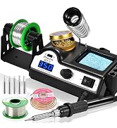 Preciva 927II Soldering Station, 120W MAX Soldering Iron Set with 5 Extra Iron Tips, Adjustable T...