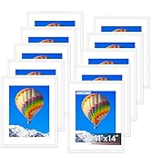 FIXSMITH 11x14 Picture Frame Set of 10, White Photo Frames Bulk with HD Plexiglass, Display Pictu...