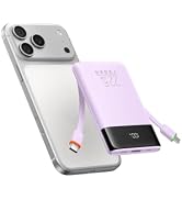 VEGER 10000mAh 22.5W Fast Charging Portable Charger with Built-in Cables | 0.4lb Slim USB C Power...